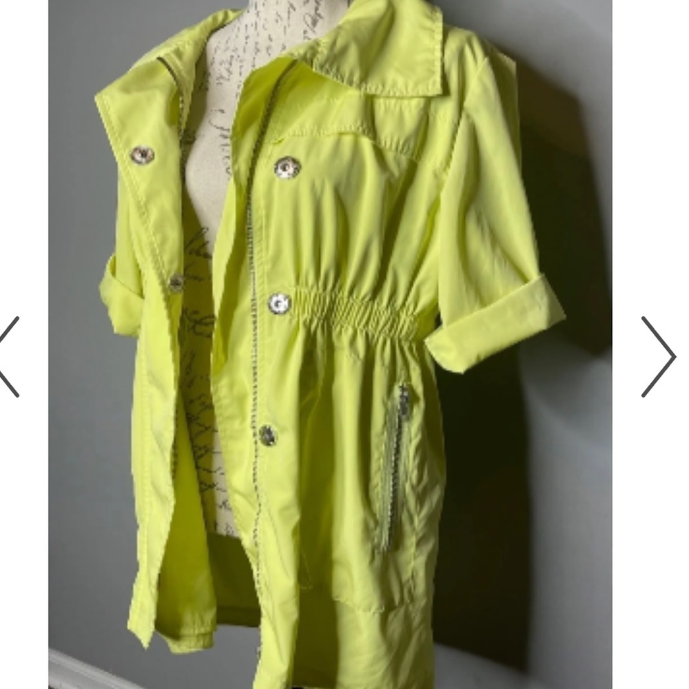 Ali Ro Bright Yellow Anorak Rain Jacket With Pockets & Hood